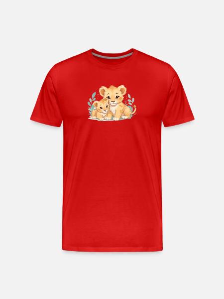 Câlins de lionceaux - T-shirt bio Premium Homme - rouge