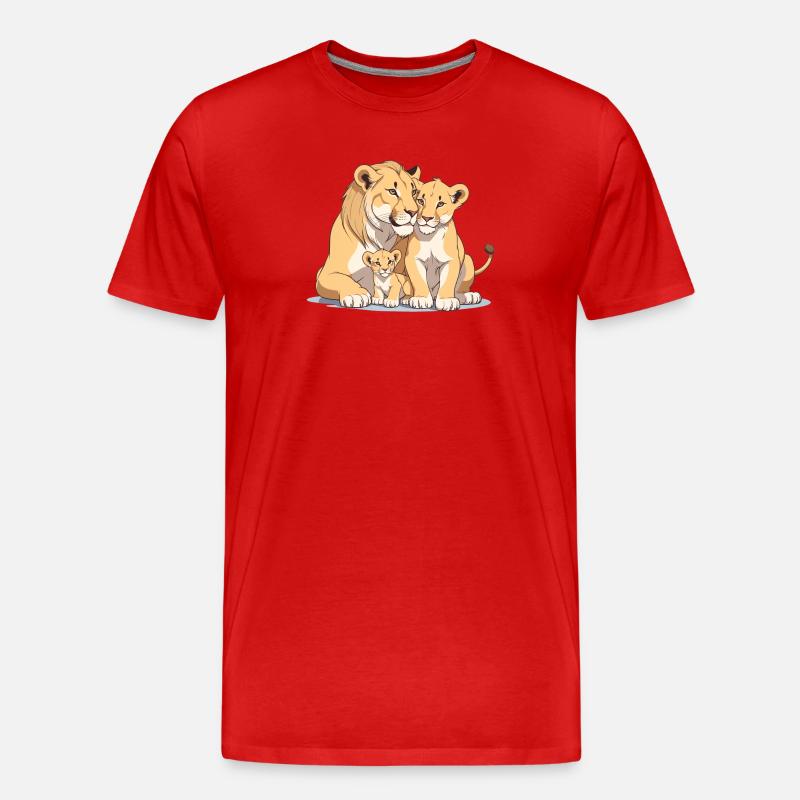 Löwenfamilie - Männer Premium Bio T-Shirt - Rot
