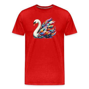Schwan - Männer Premium Bio T-Shirt - Rot - Vorne - Damien (186cm)