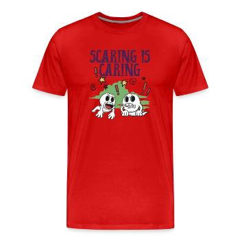 Halloween - Effrayer, c’est prendre soin - T-shirt bio Premium Homme - rouge - Devant - Damien (186cm)