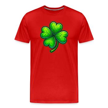 Trèfle à quatre feuilles - T-shirt bio Premium Homme - rouge - Devant - Damien (186cm)