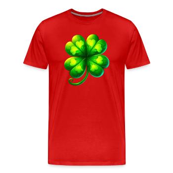 Trèfle à quatre feuilles - T-shirt bio Premium Homme - rouge - Devant - Damien (186cm)