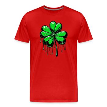 Trèfle à quatre feuilles - T-shirt bio Premium Homme - rouge - Devant - Damien (186cm)