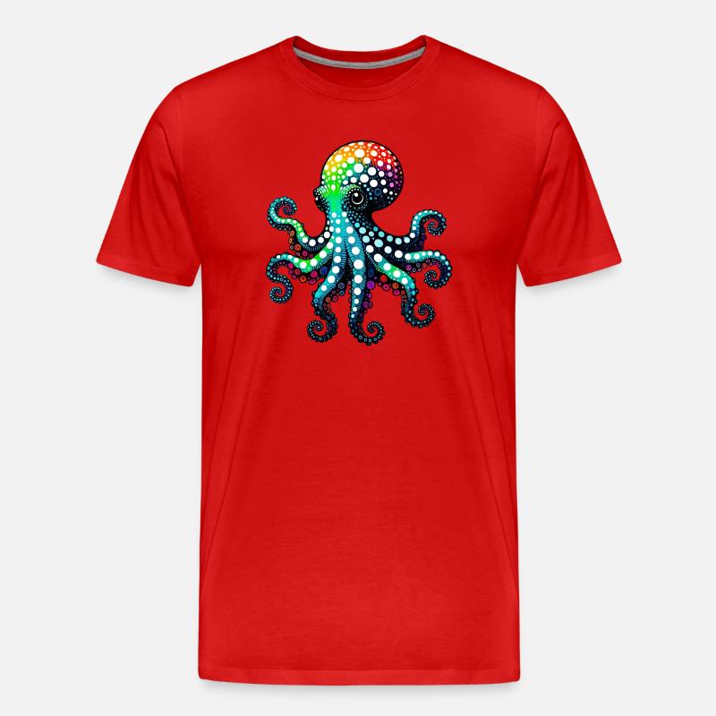 Krake - Männer Premium Bio T-Shirt - Rot