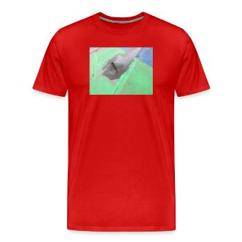 CSD Berlin (mirrored Victory Column in the puddle) - Men's Premium Organic T-Shirt - red - Front - Damien (186cm)
