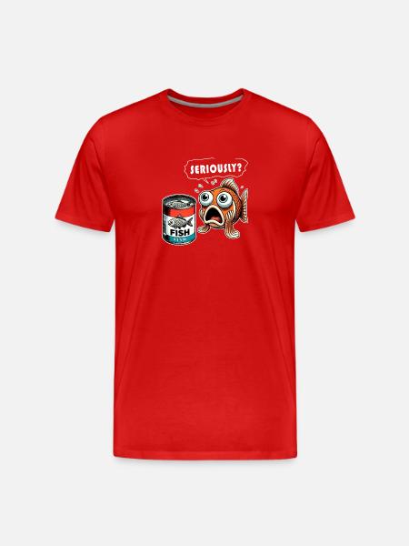 Funny canned fish design - Men's Premium Organic T-Shirt - red