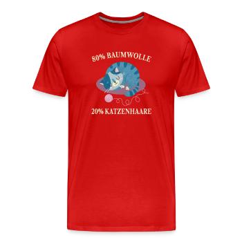 Chats, Poils de chat, Amoureux des chats, - T-shirt bio Premium Homme - rouge - Devant - Damien (186cm)