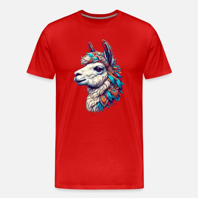 Alpaka - Männer Premium Bio T-Shirt - Rot