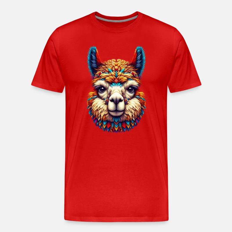 Alpaka - Männer Premium Bio T-Shirt - Rot