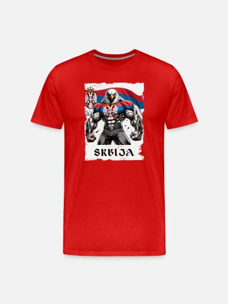 Serbia Eagle Bodybuilding Design - Men's Premium Organic T-Shirt - red