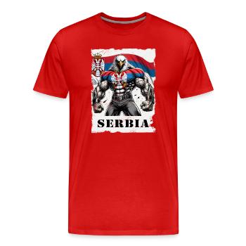 Design de musculation Serbia Eagle - T-shirt bio Premium Homme - rouge - Devant - Damien (186cm)