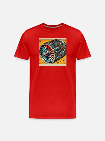 Turbine Unleashed: Comic Art - Airplane Turbine - Men's Premium Organic T-Shirt - red