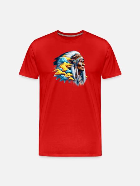 American Indian American - Men's Premium Organic T-Shirt - red