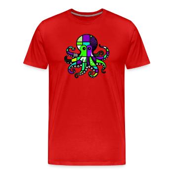 Krake - Männer Premium Bio T-Shirt - Rot - Vorne - Damien (186cm)