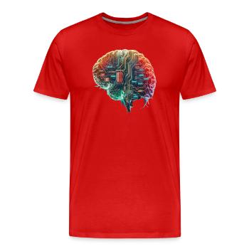 Cerveau électronique - T-shirt bio Premium Homme - rouge - Devant - Damien (186cm)
