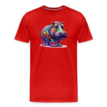 Hippopotame - T-shirt bio Premium Homme - rouge - Devant - Damien (186cm)