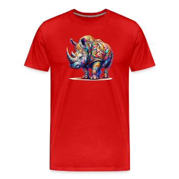 Rhinoceros - Men's Premium Organic T-Shirt - red - Front - Damien (186cm)
