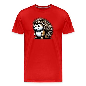 Igel - Männer Premium Bio T-Shirt - Rot - Vorne - Damien (186cm)