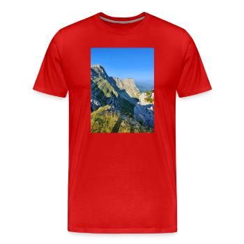 Falaises du Vercors - T-shirt bio Premium Homme - rouge - Devant - Damien (186cm)
