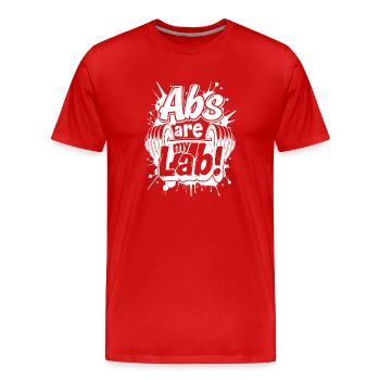 Les abdominaux sont mon labo ! Citation de salle de sport - T-shirt bio Premium Homme - rouge - Devant - Damien (186cm)