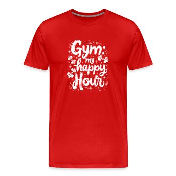 Fitnessstudio: meine Happy Hour - Männer Premium Bio T-Shirt - Rot - Vorne - Damien (186cm)