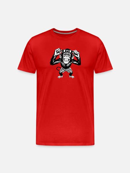 Grinning monkey with sunglasses - Men's Premium Organic T-Shirt - red