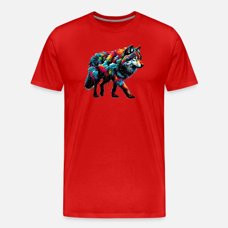 Wolf - Männer Premium Bio T-Shirt - Rot