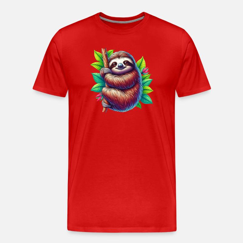 Faultier - Männer Premium Bio T-Shirt - Rot
