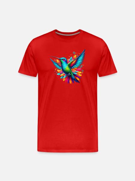 Kolibri - Männer Premium Bio T-Shirt - Rot