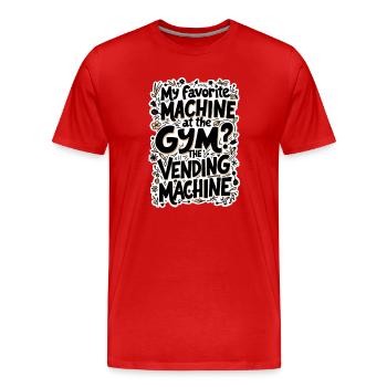 MEIN LIEBLINGSAUTOMAT IM FITNESSSTUDIO DER VERKAUFSAUTOMAT - Männer Premium Bio T-Shirt - Rot - Vorne - Damien (186cm)