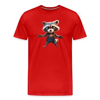 raton laveur raton laveur J’adore petit raton laveur mignon - T-shirt bio Premium Homme - rouge - Devant - Damien (186cm)