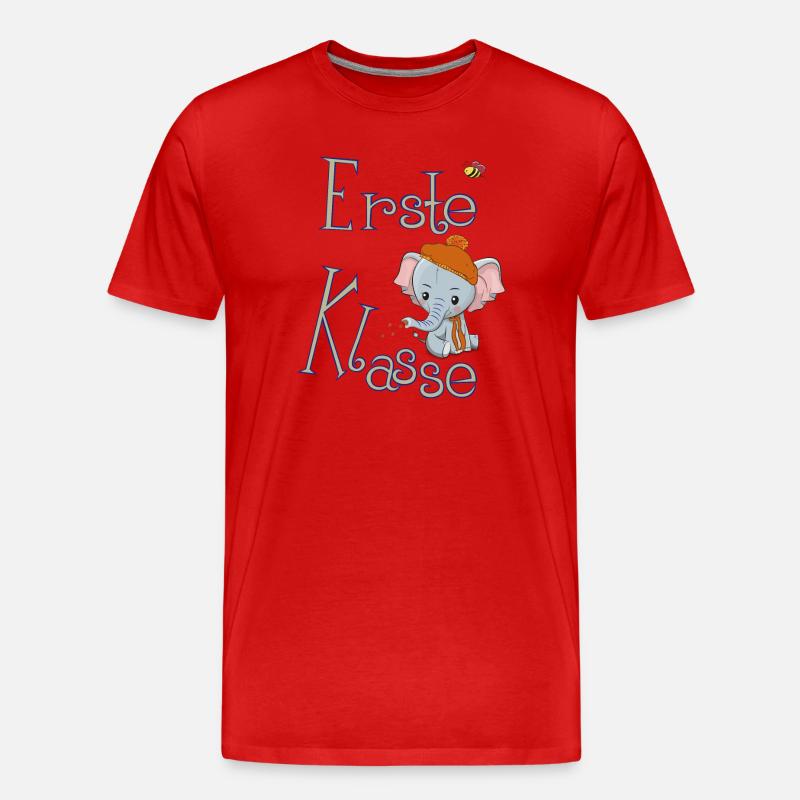 Erste Klasse, Elefant - Männer Premium Bio T-Shirt - Rot