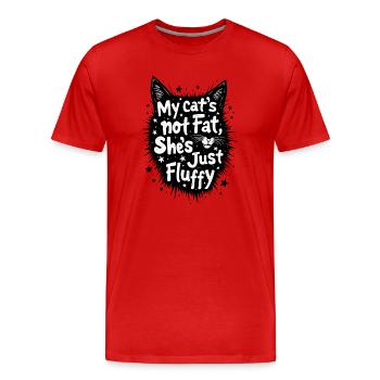 MEINE KATZE IST NICHT DICK, SIE IST NUR FLAUSCHIG - Männer Premium Bio T-Shirt - Rot - Vorne - Damien (186cm)