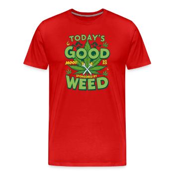 Bonne Humeur Weed - T-shirt bio Premium Homme - rouge - Devant - Damien (186cm)