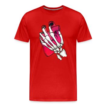 Coeur dans la main squelette - T-shirt bio Premium Homme - rouge - Devant - Damien (186cm)