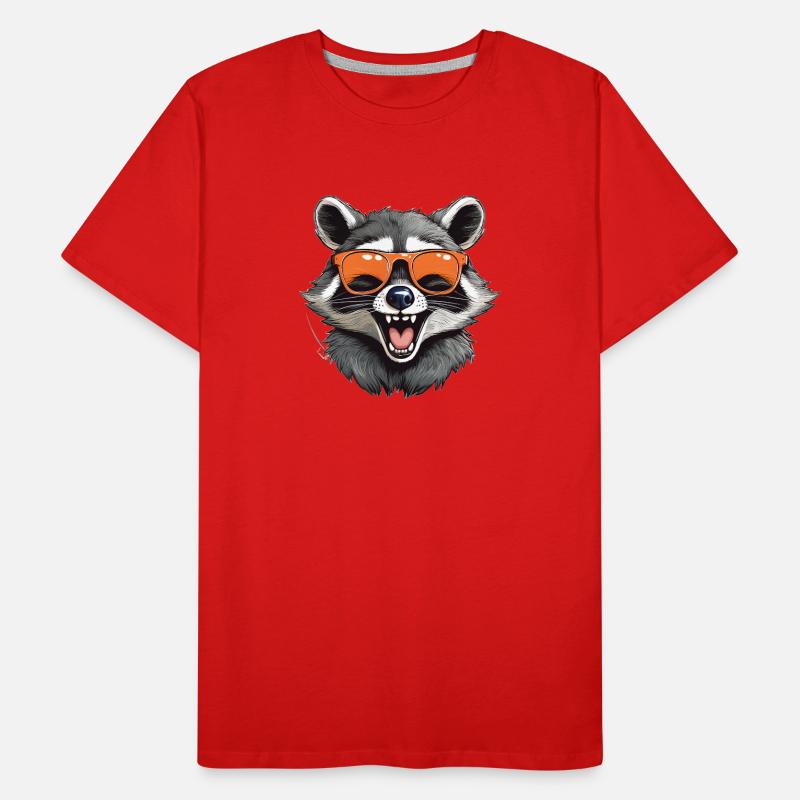 Lachender Waschbär mit Sonnenbrille Männer Premium Bio T-Shirt