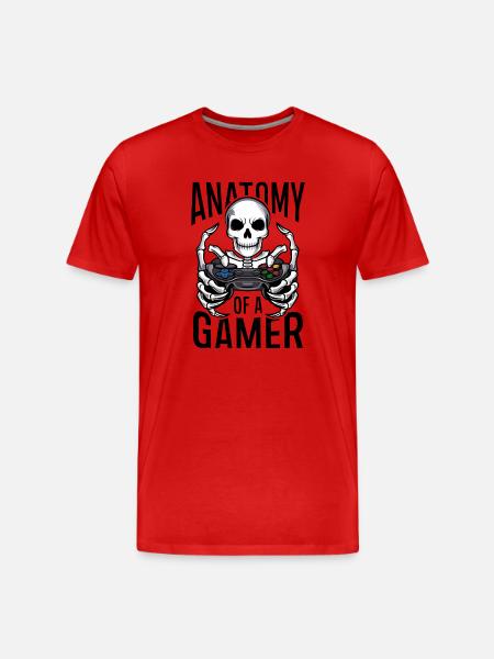 Gamer Skeleton with Game Controller - Men's Premium Organic T-Shirt - red