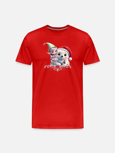 Freunde in einer Fantasiewelt - Männer Premium Bio T-Shirt - Rot