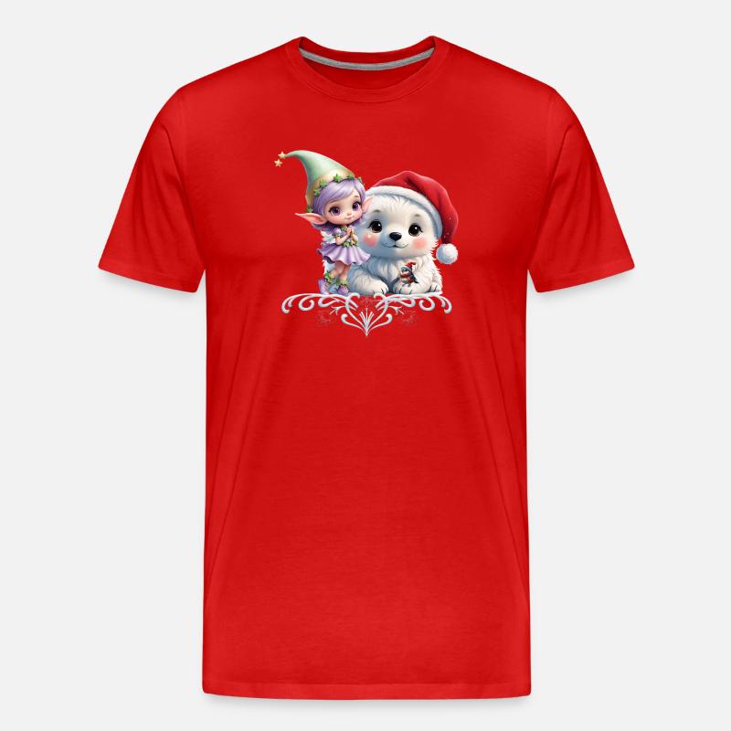 Freunde in einer Fantasiewelt - Männer Premium Bio T-Shirt - Rot