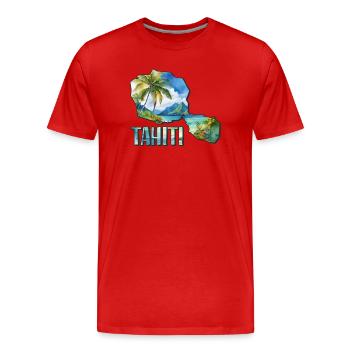 Carte aquarelle Tahiti - T-shirt bio Premium Homme - rouge - Devant - Damien (186cm)