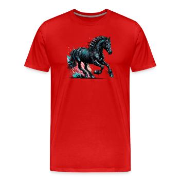 Pferd - Männer Premium Bio T-Shirt - Rot - Vorne - Damien (186cm)