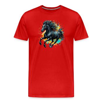 Pferd - Männer Premium Bio T-Shirt - Rot - Vorne - Damien (186cm)