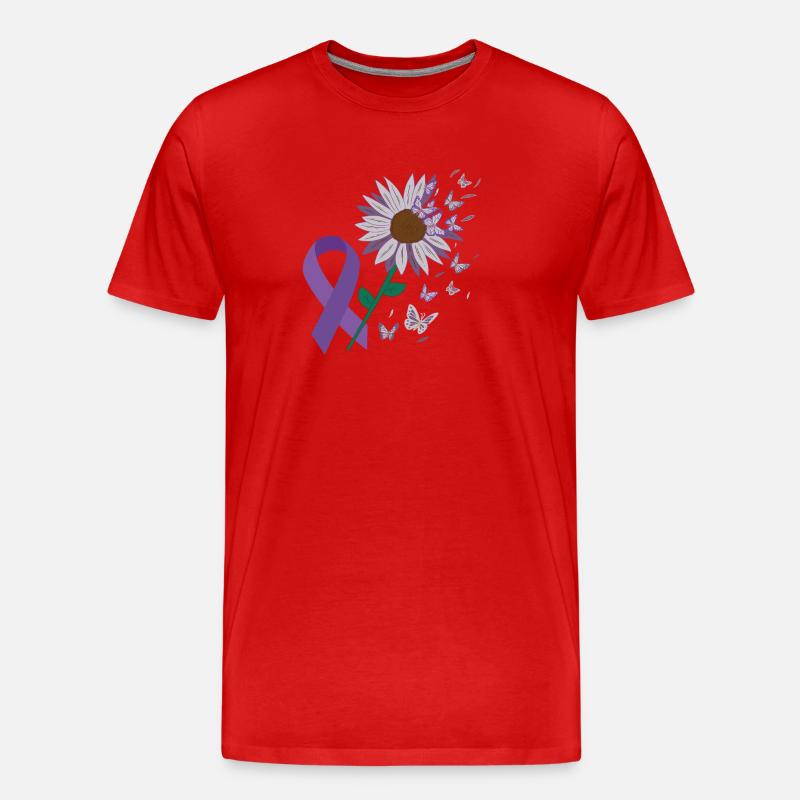 épilepsie violet arc fleur papillon - T-shirt bio Premium Homme - rouge