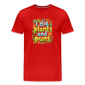 I DIG PLANTS AND PUNS - Men's Premium Organic T-Shirt - red - Front - Damien (186cm)