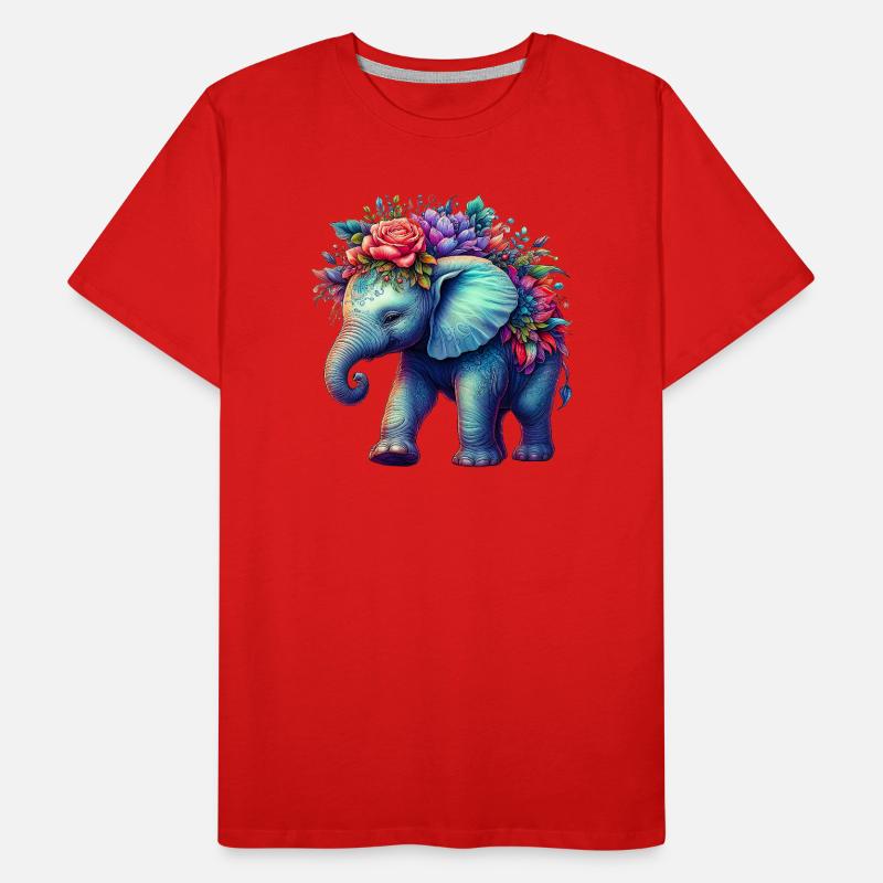 Éléphant avec des fleurs T-shirt bio Premium Homme