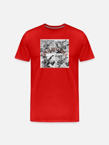Rocking Deer Illustration - Men's Premium Organic T-Shirt - red