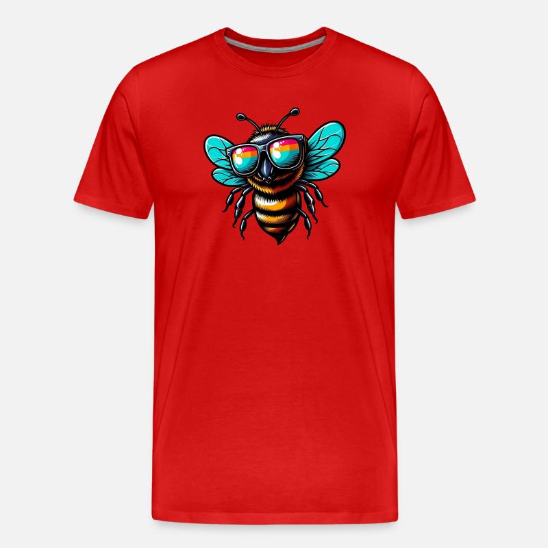 Biene mit Sonnenbrille - Männer Premium Bio T-Shirt - Rot
