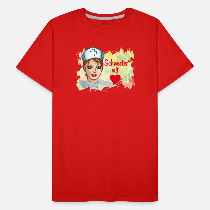Schwester mit Herz Pflegehelden Männer Premium Bio T-Shirt