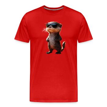 Otter Sea Otter Otter Marten Love Cute Otter - Men's Premium Organic T-Shirt - red - Front - Damien (186cm)