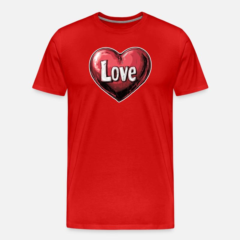Herz der Liebe Illustration - Männer Premium Bio T-Shirt - Rot
